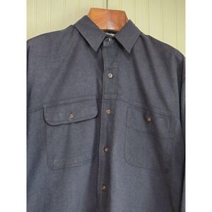 Vintage Bugle Boy Shirt Mens Medium Dark Gray Flannel Button Up Casual 80s